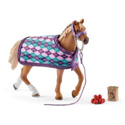 SCHLEICH - CHEVAL THOROUGHBRED ANGLAIS AVEC COUVERTURE #42360